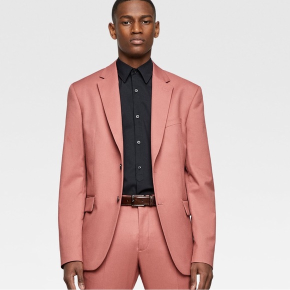 Zara dusty rose wedding pantsuit size 40 blazer 32 pant - Picture 4 of 16